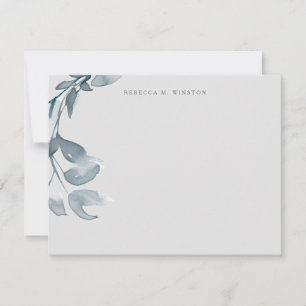 Elegant Blue Greenery Personlig Stationery Anteckningskort