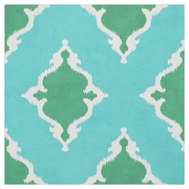 elegant blue grönt damask ikat tribal mönster tyg (Provkarta)
