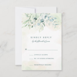 Elegant Blue Grönt Eucalyptus Greenery Bröllop OSA Kort