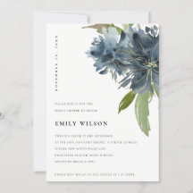 ELEGANT BLUE GRÖNT GULD FLORA MÖHIPPA INBJUDAN