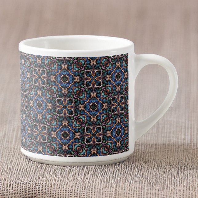Elegant Blue Grönt Teal Copper Geometric Mönster Espressomugg (Skapare uppladdad)