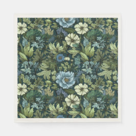 Elegant Blue & Grönt Victorian Wildblommor Mönster Pappersservett