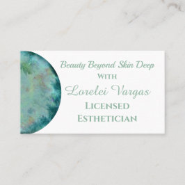 Elegant Blue Grönt Watercolor Esthetician & QR Visitkort