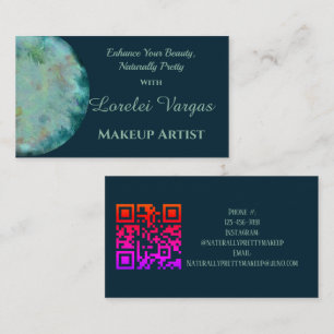 Elegant Blue Grönt Watercolor Makeup Artist Visitkort