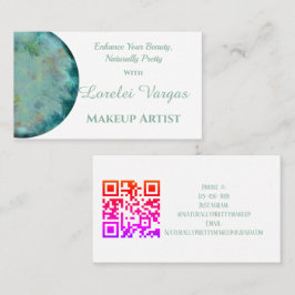 Elegant Blue Grönt Watercolor Makeup Artist Visitkort