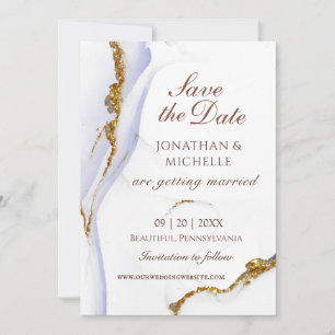 Elegant Blue Guld Abstrakt inspiration Bröllop Spara Datumet