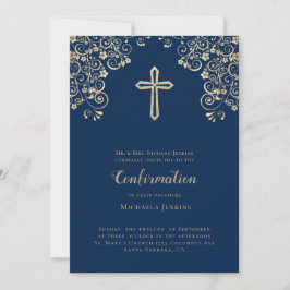 Elegant Blue Guld Bible Verse Bekräftelse Inbjudningar
