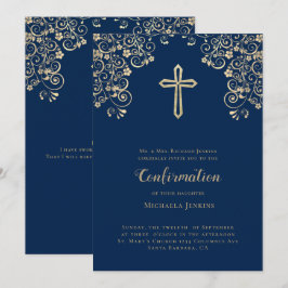 Elegant Blue Guld Bible Verse Bekräftelse Inbjudningar