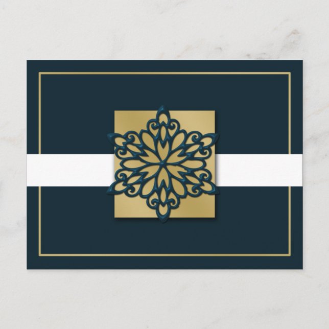 elegant Blue guld Corporate Julhälsningar Helg Vykort (Framsida)