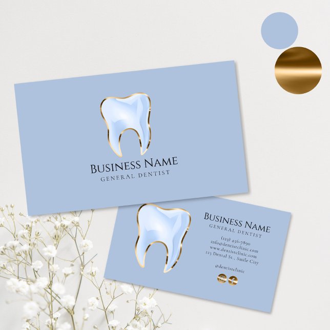 Elegant Blue Guld Dentist Affärskort Design Visitkort (Skapare uppladdad)