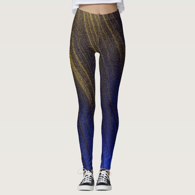 elegant Blue guld färg Leggings (Framsida)