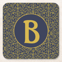 Elegant Blue & Guld Filigree Monogram