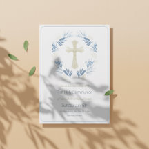 Elegant Blue Guld First Heliga Communision