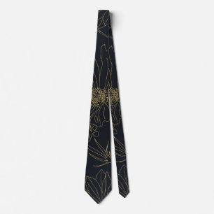 Elegant Blue Guld Flowers Line Art Slips
