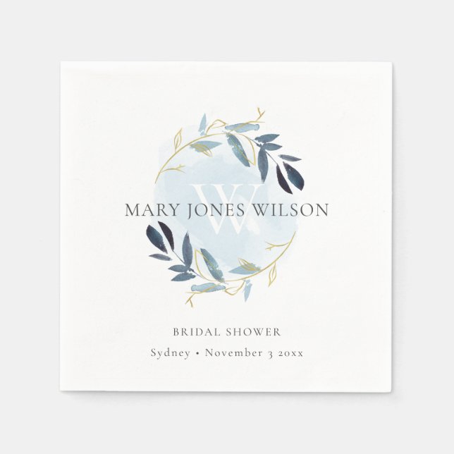 ELEGANT BLUE GULD FOLIAGE WREATH MÖHIPPA PAPPERSSERVETT (Framsidan)