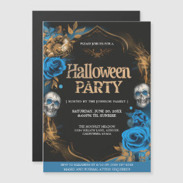 Elegant Blue & Guld Halloween fest Magnetisk Inbjudningskort