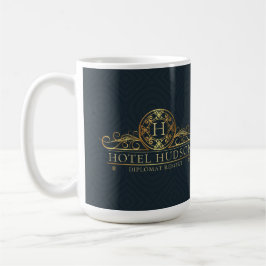 Elegant Blue Guld Hotel Branding Kaffemugg