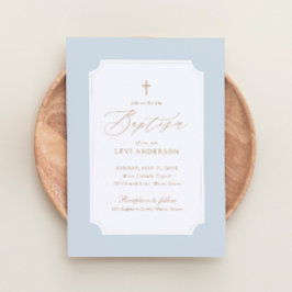 Elegant Blue Guld Kor Boy Baptism Inbjudningar