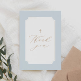 Elegant Blue Guld Kor Boy Baptism Tack Kort