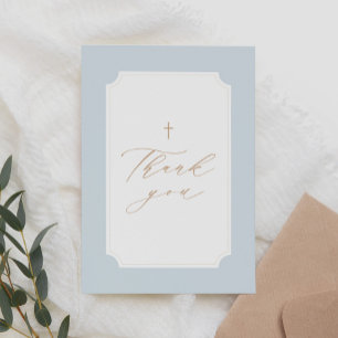 Elegant Blue Guld Kor Boy Baptism Tack Kort