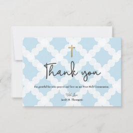 Elegant Blue Guld Kor Boy First Communion Tack Kort