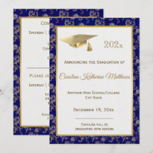 Elegant Blue Guld Lejona Blommigten Studenten