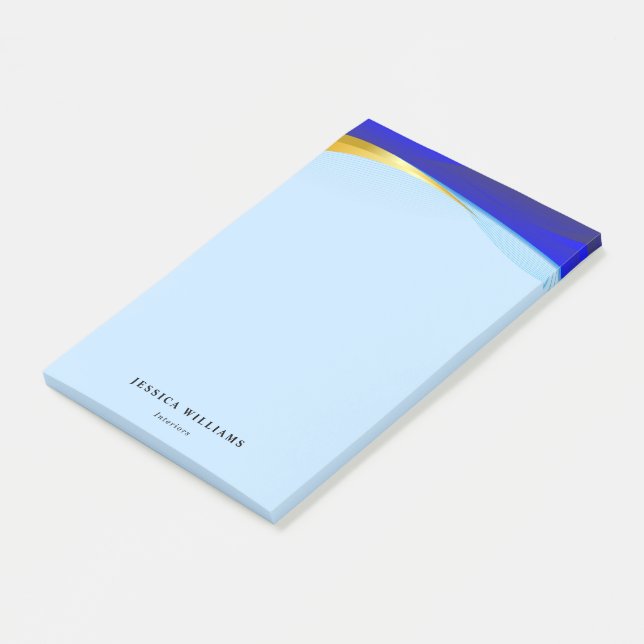 Elegant Blue Guld Luxury Designer Logotyp Business Post-it Block (Vinklad)