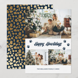 Elegant Blue Guld Lycklig Howlidays Foto Julkort