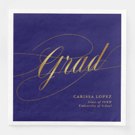 Elegant Blue & Guld Minimalist Grad Calligraphy Pappersservett