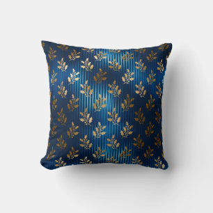 Elegant Blue Guld Mistletoe Guld Glitter Chic Kudde