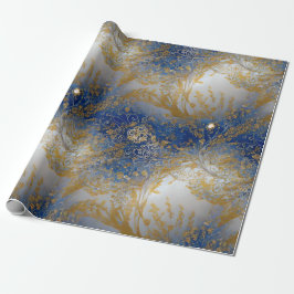 Elegant Blue Guld och Light Beaded Presentpapper