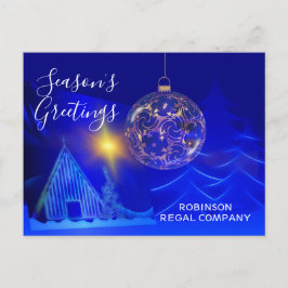 Elegant Blue Guld Ornament Business helgdag Vykort