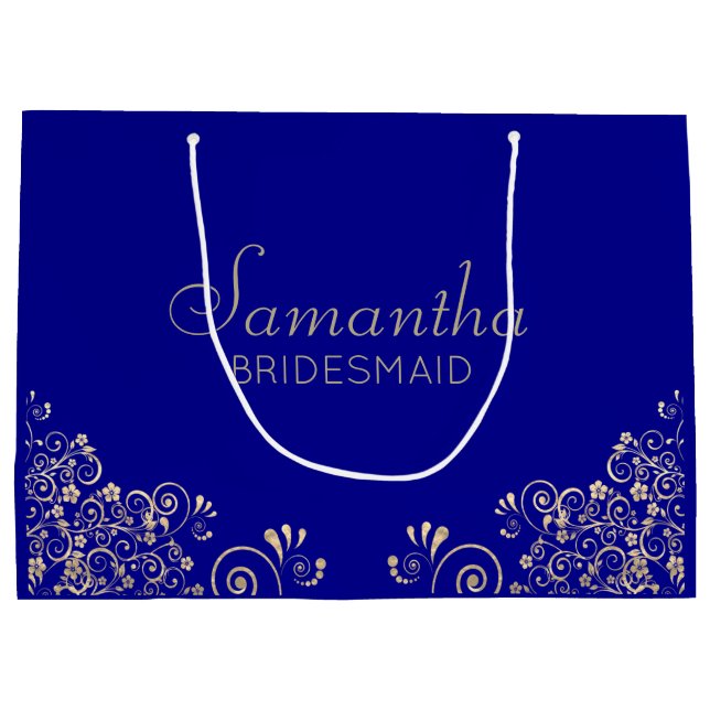 Elegant Blue Guld Personlig Bridesmaid Large G (Baksidan)