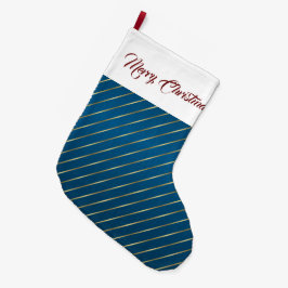 Elegant Blue Guld Rand - julklapp Stor Julstrumpa