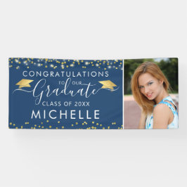 Elegant Blue Guld Script Photo Studenten