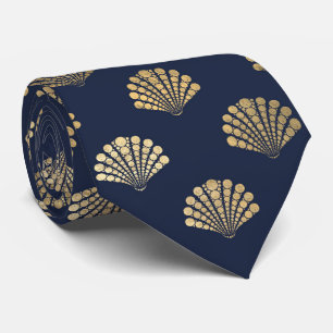 Elegant Blue Guld Seashell Ocean Mönster Manar Slips