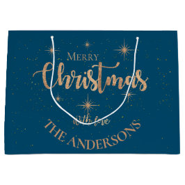 Elegant Blue Guld Stars Namn God jul