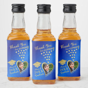 Elegant Blue Guld Tack 2024 Studenten Spritflaskor Etikett