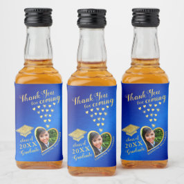 Elegant Blue Guld Tack 2025 Studenten Spritflaskor Etikett