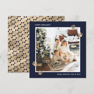 Elegant Blue Guld Tass Photo Lycklig Howlidays Julkort