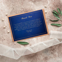 Elegant Blue & Guld Trimmed tackkort