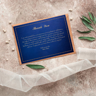 Elegant Blue & Guld Trimmed tackkort Inbjudningar