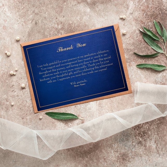 Elegant Blue & Guld Trimmed tackkort Inbjudningar (Skapare uppladdad)