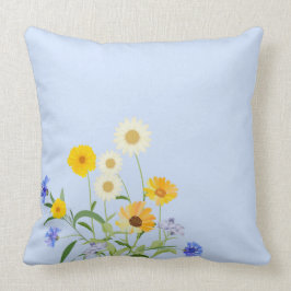 Elegant Blue Gult Wildblommor Kudde