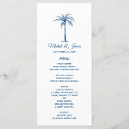 Elegant Blue Handflatan Träd Tropical Beach Weddin Meny