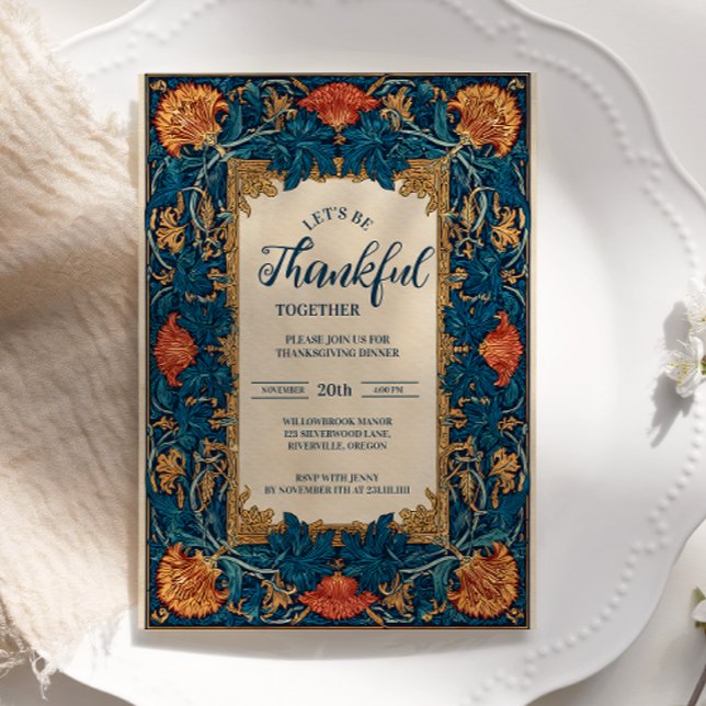 Elegant Blue Harvest Thanksgiving Firande Inbjudningar (Skapare uppladdad)