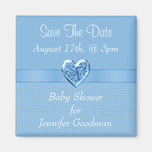 Elegant Blue Heart Jewel Spara datum Babykläder Magnet
