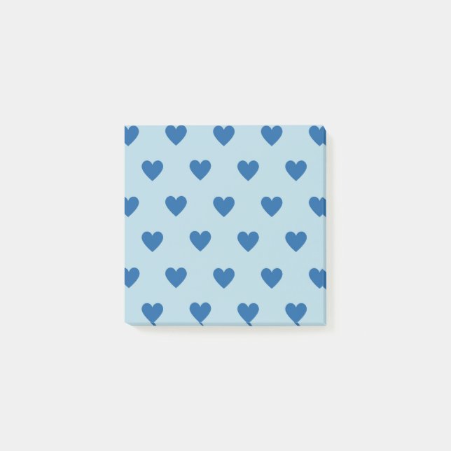 Elegant Blue Heart Mönster Modern och minimal Post-it Block (Framsida)