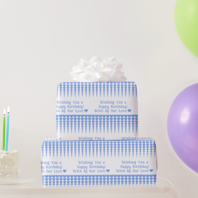 Elegant Blue Heart Tinsels, Personlig Birthday Presentpapper (Festgåvor)