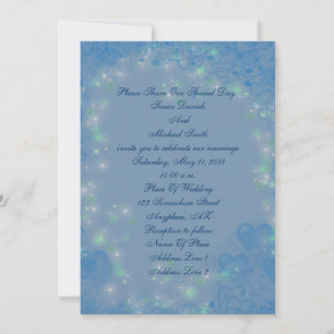Elegant Blue Hearts Spark Ljus bröllopsinbjudan Inbjudningar